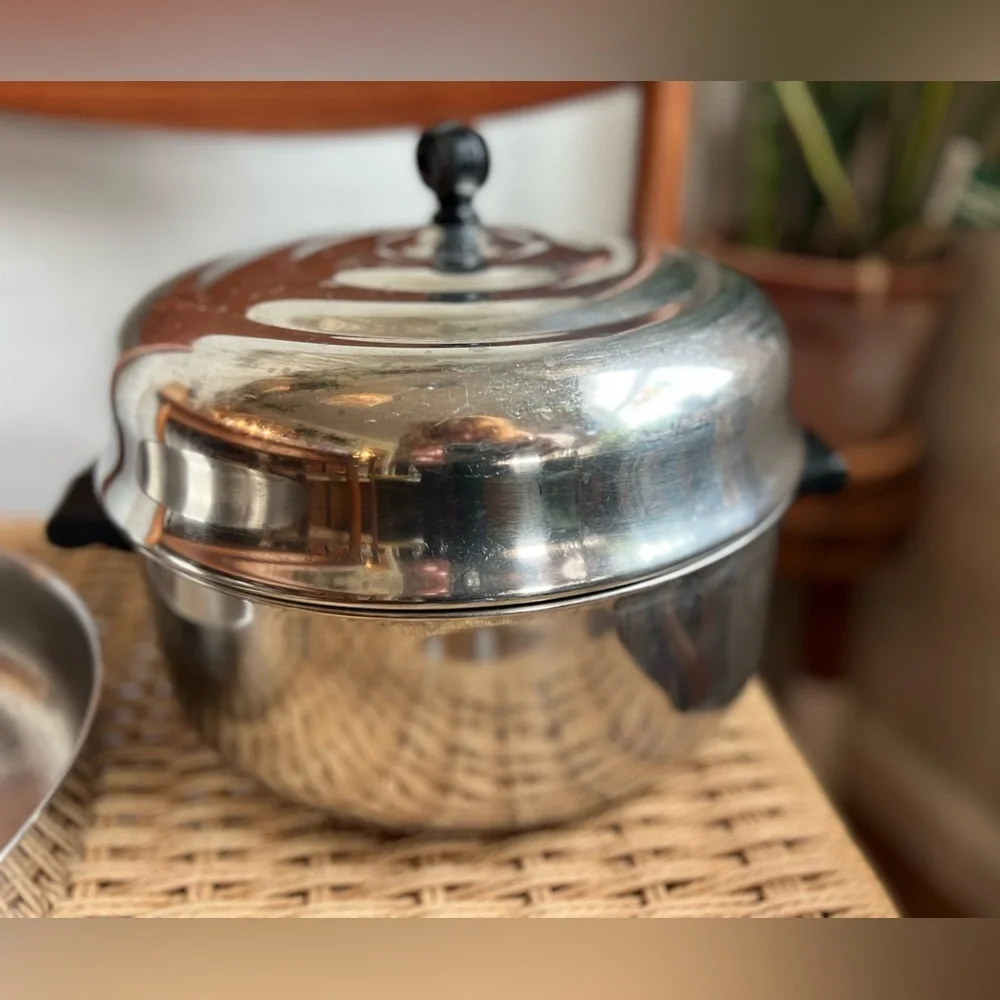 Vintage Farberware USA 10” Skillet & Dutch Oven Set w/ Dome Lid Stainless